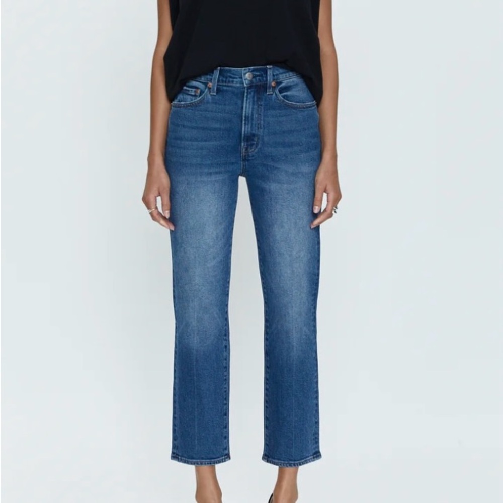 Pistola Charlie, High-Rise Straight Leg, Stars, Distressed, And Raw Hem